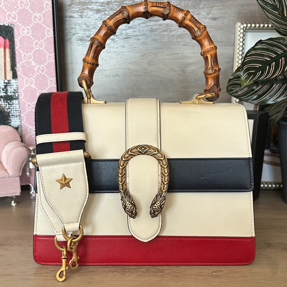 Gucci Dionysus Bamboo Top Handle Bag with Web Shoulder Strap
